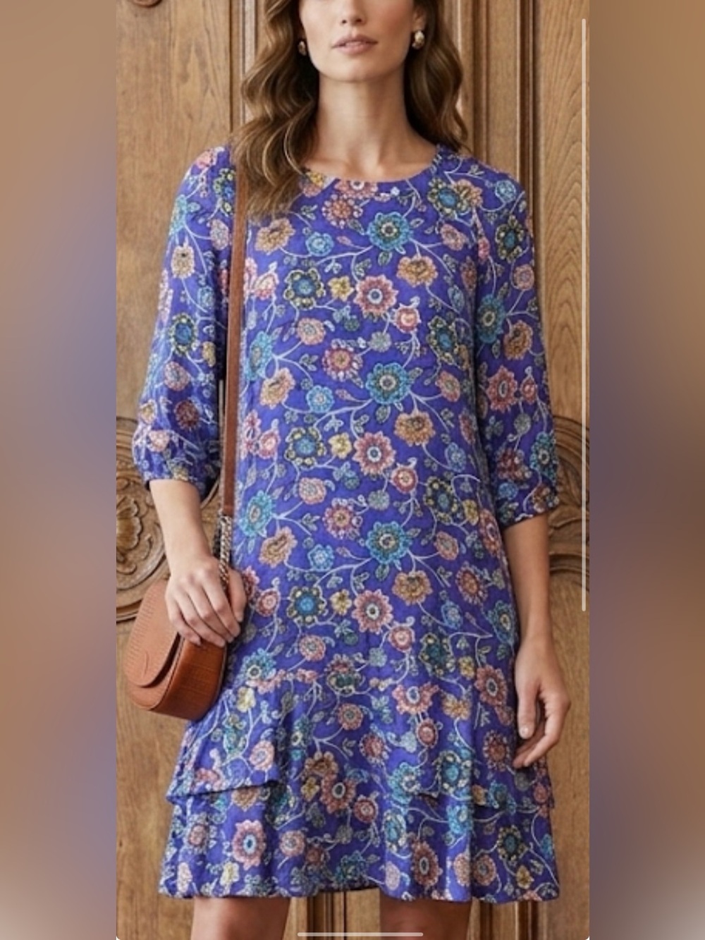 Vintage 1970s MS Purple Floral Dress